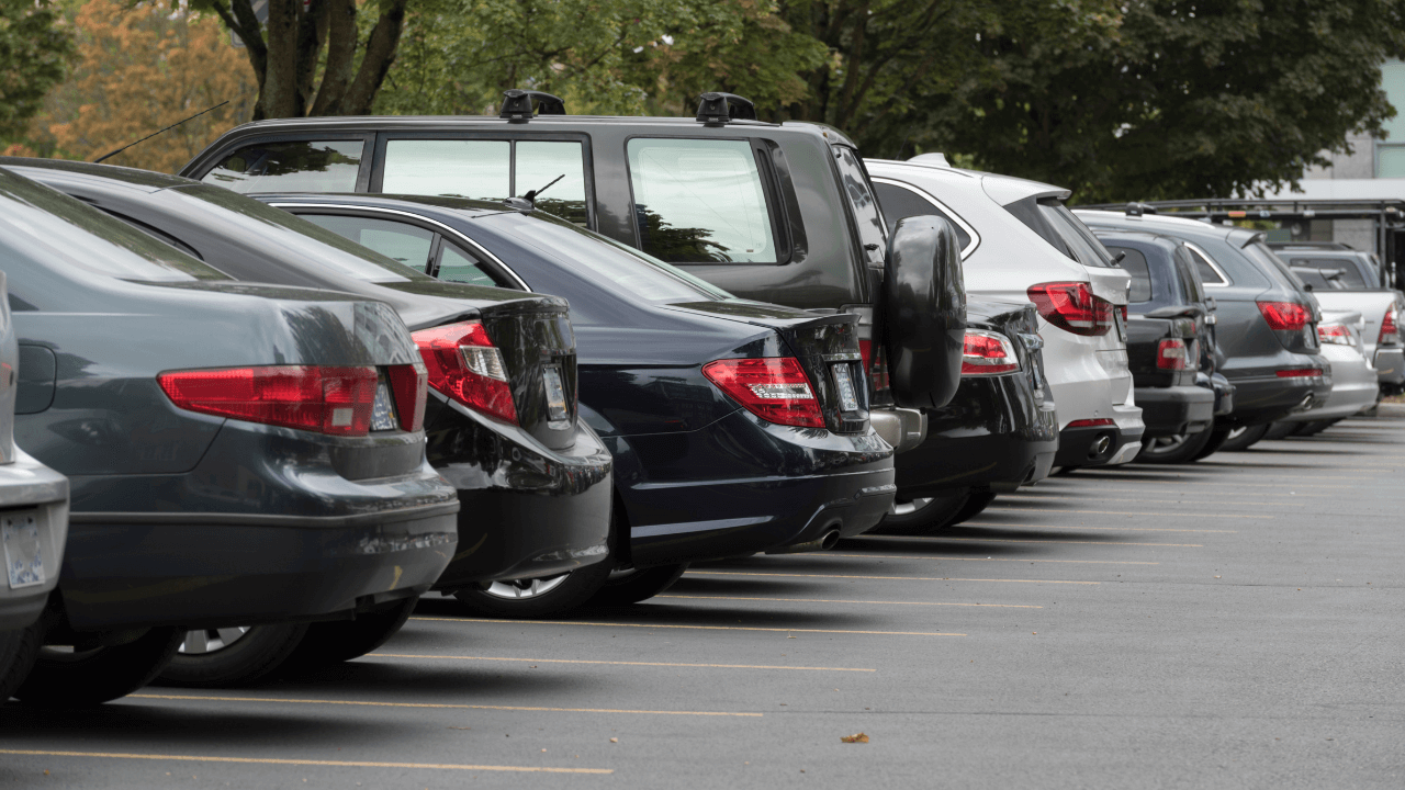 Used car on a dealership lot