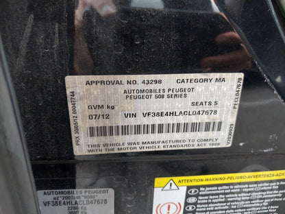 2013 PEUGEOT 508 AIR CLEANER, 2.2, DIESEL, VIN VF38*4HL, 07/11-12/17 1427N8 AIR CLEANER BOX