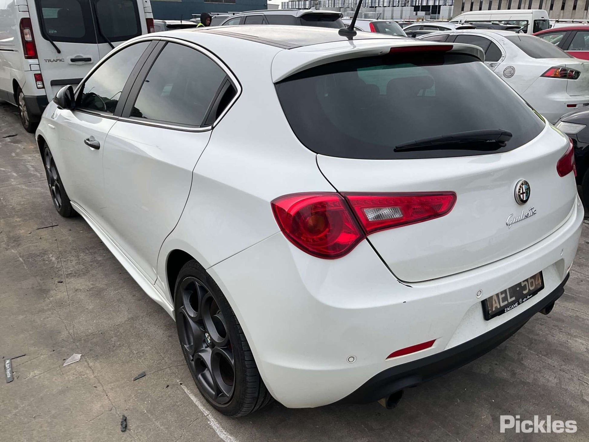 2016 ALFA ROMEO GIULIETTA BUMPER BAR (2 PIECES), TWIN EXHAUST, W/ PARK SENSOR TYPE, 940 SERIES, 01/11-10/16 156093407/156090485 REAR BUMPER