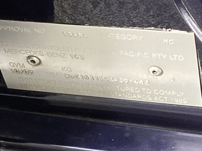 2003 MERCEDES M CLASS W163, 09/98-08/05 A1637350210 RIGHT REAR DOOR WINDOW