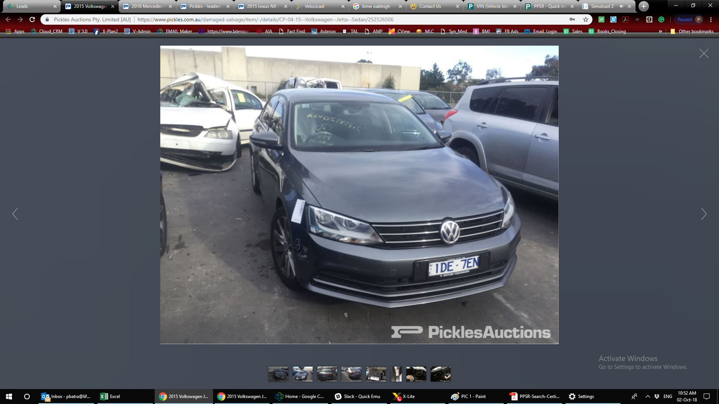 2015 VOLKSWAGEN JETTA BOOTLID, 1B, 11/14-12/17 5C6827025D BOOTLID TAILGATE