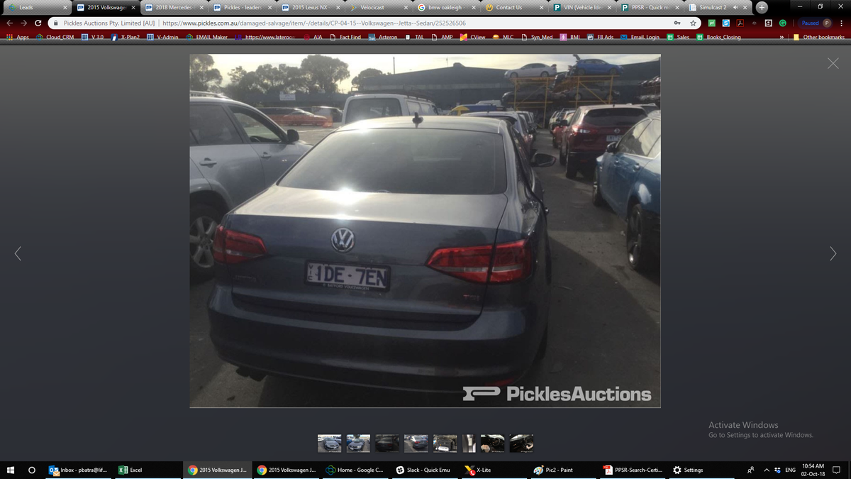 2015 VOLKSWAGEN JETTA 1B, IN BODY, W/ HALOGEN, NON TINTED TYPE, 11/14-12/17 5C6945095H LEFT TAILLIGHT